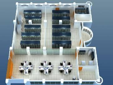 海南某衛生局直觀機房，3D機房監控界面設計